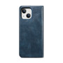 Cubix Flip Cover for Apple iPhone 14  Handmade Leather Wallet Case with Kickstand Card Slots Magnetic Closure for Apple iPhone 14 (Navy Blue)