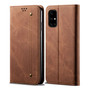 Cubix Denim Flip Cover for Samsung Galaxy A51 Case Premium Luxury Slim Wallet Folio Case Magnetic Closure Flip Cover with Stand and Credit Card Slot (Brown)