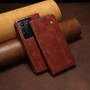 Cubix Flip Cover for Vivo V27  Handmade Leather Wallet Case with Kickstand Card Slots Magnetic Closure for Vivo V27 (Brown)