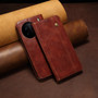 Cubix Flip Cover for vivo X90  Handmade Leather Wallet Case with Kickstand Card Slots Magnetic Closure for vivo X90 (Brown)
