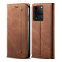 Cubix Denim Flip Cover for Samsung Galaxy S20 Ultra Case Premium Luxury Slim Wallet Folio Case Magnetic Closure Flip Cover with Stand and Credit Card Slot (Brown)