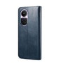 Cubix Flip Cover for Oppo Reno 10  Handmade Leather Wallet Case with Kickstand Card Slots Magnetic Closure for Oppo Reno 10 (Navy Blue)