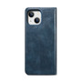 Cubix Flip Cover for Apple iPhone 15  Handmade Leather Wallet Case with Kickstand Card Slots Magnetic Closure for Apple iPhone 15 (Navy Blue)