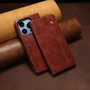 Cubix Flip Cover for Apple iPhone 15 Pro Max  Handmade Leather Wallet Case with Kickstand Card Slots Magnetic Closure for Apple iPhone 15 Pro Max (Brown)