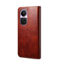 Cubix Flip Cover for Oppo Reno 10  Handmade Leather Wallet Case with Kickstand Card Slots Magnetic Closure for Oppo Reno 10 (Brown)