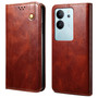 Cubix Flip Cover for vivo V29 Pro  Handmade Leather Wallet Case with Kickstand Card Slots Magnetic Closure for vivo V29 Pro (Brown)