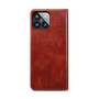 Cubix Flip Cover for Xiaomi 14  Handmade Leather Wallet Case with Kickstand Card Slots Magnetic Closure for Xiaomi 14 (Brown)