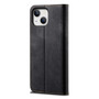 Cubix Denim Flip Cover for Apple iPhone 15 Case Premium Luxury Slim Wallet Folio Case Magnetic Closure Flip Cover with Stand and Credit Card Slot (Black)