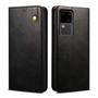 Cubix Flip Cover for Vivo V30  Handmade Leather Wallet Case with Kickstand Card Slots Magnetic Closure for Vivo V30 (Black)