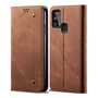 Cubix Denim Flip Cover for Samsung Galaxy M31 Case Premium Luxury Slim Wallet Folio Case Magnetic Closure Flip Cover with Stand and Credit Card Slot (Brown)