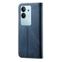 Cubix Denim Flip Cover for vivo V29 Pro Case Premium Luxury Slim Wallet Folio Case Magnetic Closure Flip Cover with Stand and Credit Card Slot (Blue)