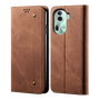 Cubix Denim Flip Cover for Oppo Reno 11 Pro / Reno11 Pro Case Premium Luxury Slim Wallet Folio Case Magnetic Closure Flip Cover with Stand and Credit Card Slot (Brown)