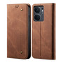 Cubix Denim Flip Cover for IQOO NEO9 PRO Case Premium Luxury Slim Wallet Folio Case Magnetic Closure Flip Cover with Stand and Credit Card Slot (Brown)