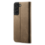 Cubix Denim Flip Cover for Samsung Galaxy S21 Plus Case Premium Luxury Slim Wallet Folio Case Magnetic Closure Flip Cover with Stand and Credit Card Slot (Khaki)