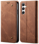 Cubix Denim Flip Cover for Samsung Galaxy A34 5G Case Premium Luxury Slim Wallet Folio Case Magnetic Closure Flip Cover with Stand and Credit Card Slot (Brown)