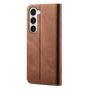 Cubix Denim Flip Cover for Samsung Galaxy S23 Plus Case Premium Luxury Slim Wallet Folio Case Magnetic Closure Flip Cover with Stand and Credit Card Slot (Brown)
