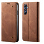 Cubix Denim Flip Cover for Samsung Galaxy F54 5G Case Premium Luxury Slim Wallet Folio Case Magnetic Closure Flip Cover with Stand and Credit Card Slot (Brown)