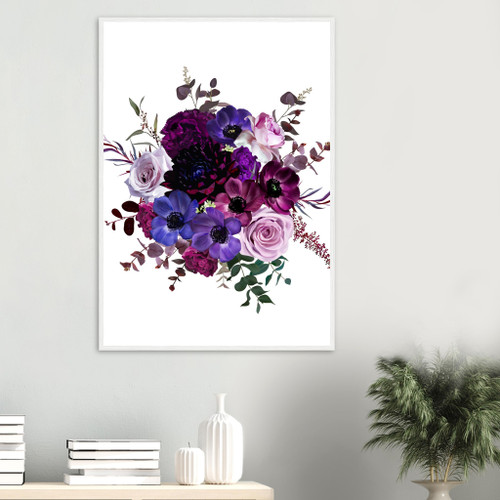 Floral Wall Art - Purple Bouquet - Framed Art Print