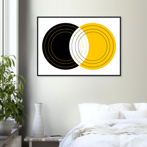 Abstract Wall Art - Mustard Eclipse - Framed Art Print