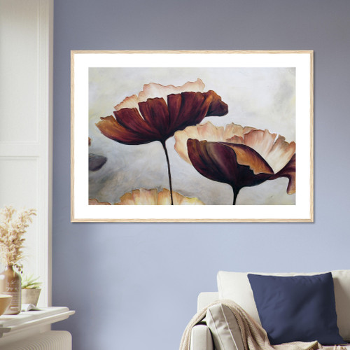 Floral Wall Art - Watercolour Brown Flower - Framed Art Print