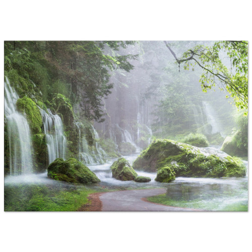 Landscape Wall Art - Waterfall Green - Framed Canvas