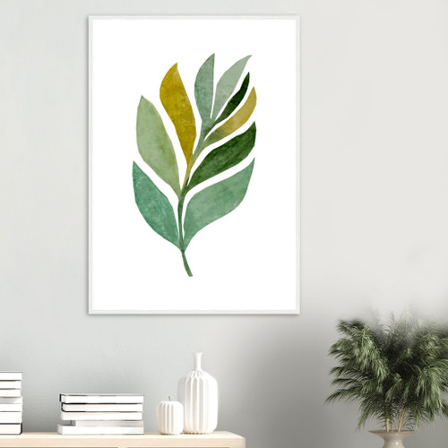 Floral Wall Art - Green Leaf - Framed Art Print