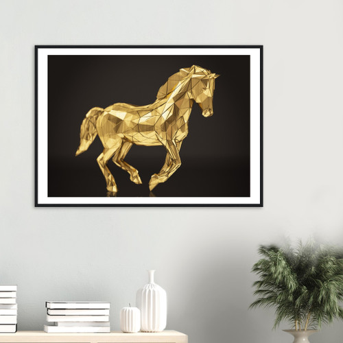 Animal Wall Art - Golden Horse - Framed Print