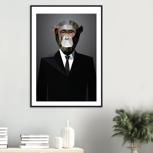 Animal  Wall Art - Corporate Monkey - Framed Art Print