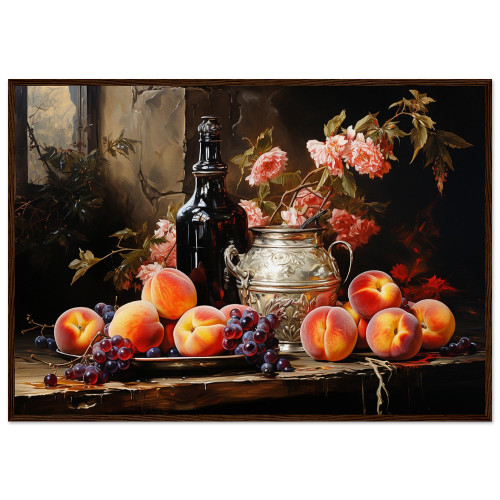 Food & Beverage Wall Art - Peach and Roses - Framed Art Print
