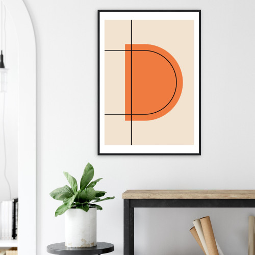 Abstract Wall Art - Orange D - Framed Art Print .