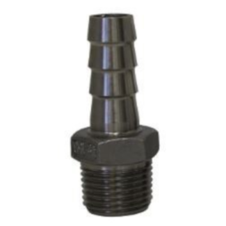 Hose Stem - 3/4" barb x 3/4" mpt Stainless Steel