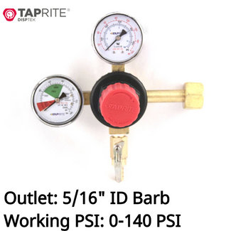 Taprite 2 Gauge CO2 Regulator (0-140 psi) with 5/16" Barb