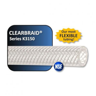 Clearbraid Reinforced Crystal Clear PVC Tubing - 1/2" ID - Per Foot