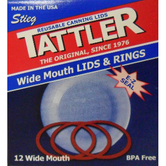 Tattler EZ Seal Wide Mouth Lids & Rings - 12 Count