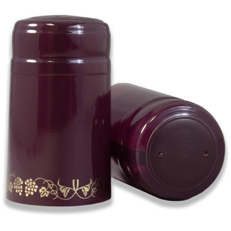 Burgundy With Gold Grapes PVC Shrink Capsules - 30 Count
