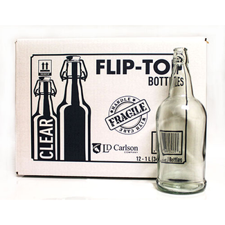 1 Liter Clear Flip Top Bottle - 12/case