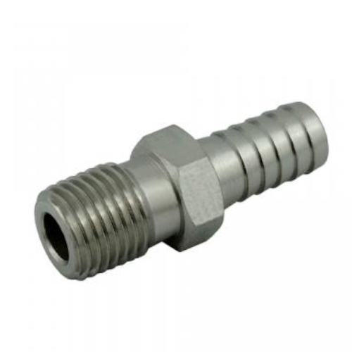 Hose Stem - 3/8" barb X 1/4" mpt - Stainless Steel