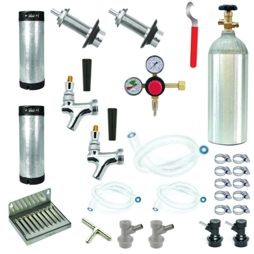 Refrigerator Door Kegerator Conversion Kit - 2 Faucet - Ball Lock With 2 Kegs