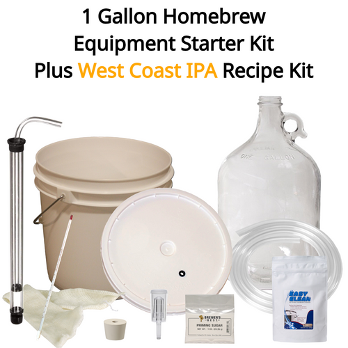 1 Gallon Homebrew Starter Kit Plus West Coast IPA Recipe