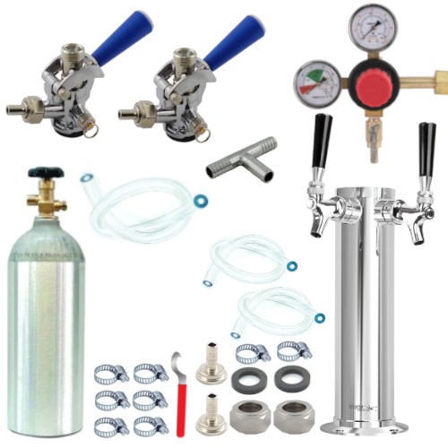 Kegerator Conversion Kit with 2 Faucet Tower & Sankey Couplers