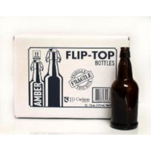 16 oz Amber Flip Top Bottle - 12/Case