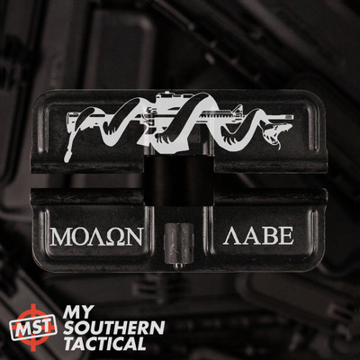 AR-15 Steel Ejection Port Dust Cover - Molon Labe White