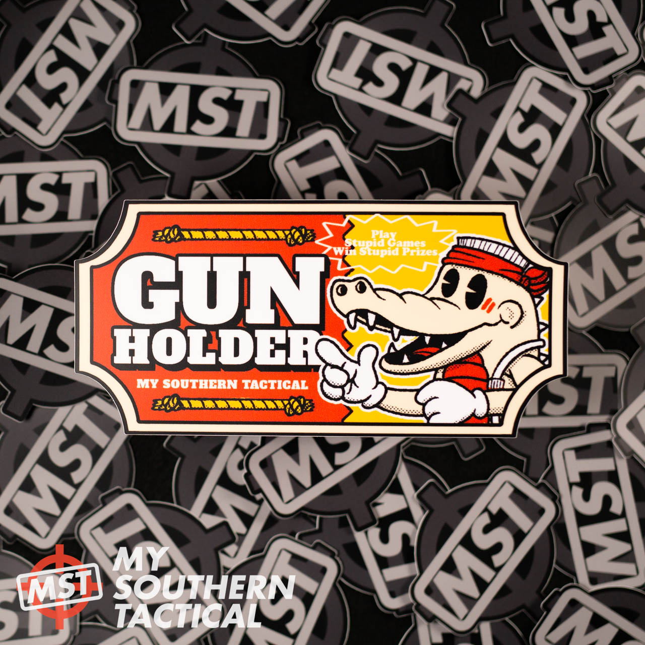 Gun Holder Gator Bumper Sticker