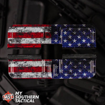 AR-15 Steel Ejection Port Dust Cover - Distressed American Flag