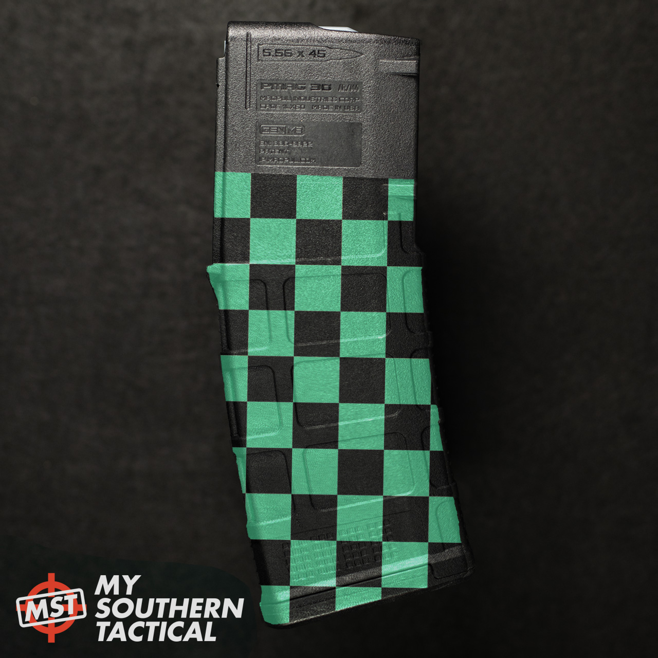 30-Round AR/M4- Green & Black Checkered