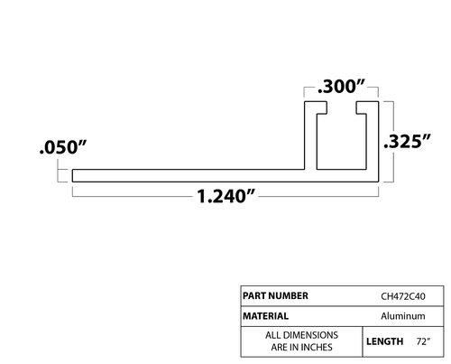 Strip Brush Holder 72 C40 #4 channel aluminum | CH472C40 Strip Brush Holder 72 C40 #4 channel aluminum | CH472C40