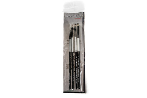 Black Silver Artist Brush Set Filbert and Round | BSSH3 Black Silver Artist Brush Set Filbert and Round | BSSH3