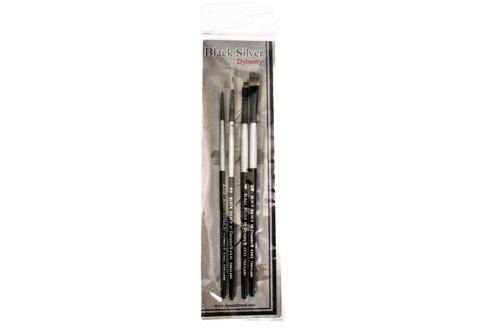 Black Silver Artist Brush Set Shader Liner Round | BSSH6 Black Silver Artist Brush Set Shader Liner Round | BSSH6