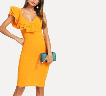 Sleeveless Ruffle Layered Trim Dress