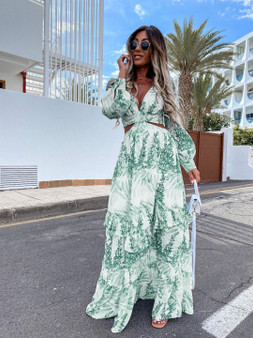 V-Neck Backless Hollow Out Dress